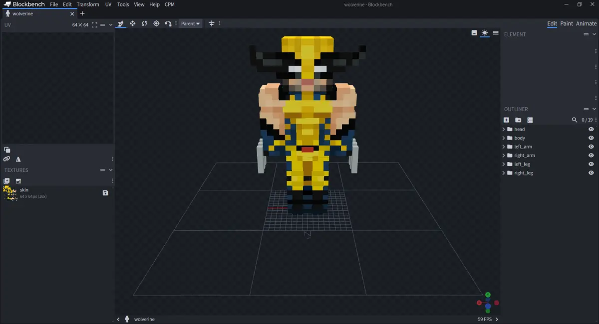Minecraft CPM Model - Wolverine by GIANGNT212 - AshiraZone Catalog (Media 1)