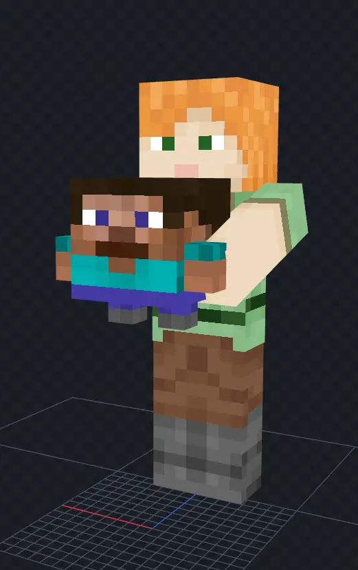 Minecraft CPM Model - alex_holding_steve by Bobenny - AshiraZone Catalog (Media 2)